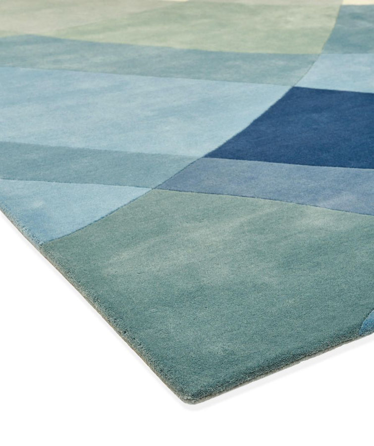 Maakte zich klaar tarief aftrekken Wollen Vloerkleed Modern Geometrisch Blauw Groen Claire - Hoge Kwaliteit