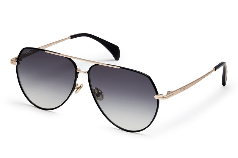 Black acetate sunglasses with dark grey lenses and gold tone hardware #5