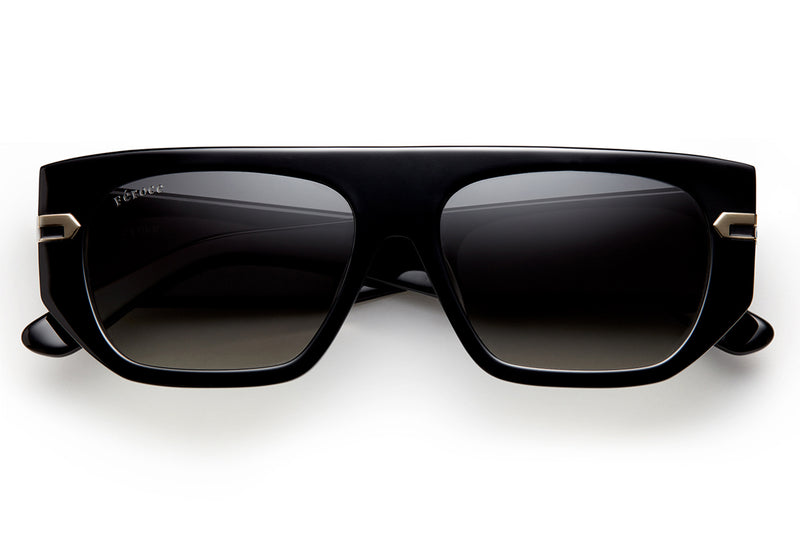 Black acetate sunglasses with dark grey lenses and gold tone hardware #6