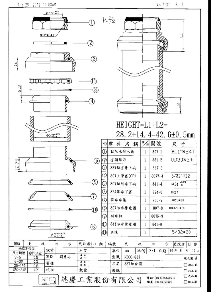 threaded headset assembly