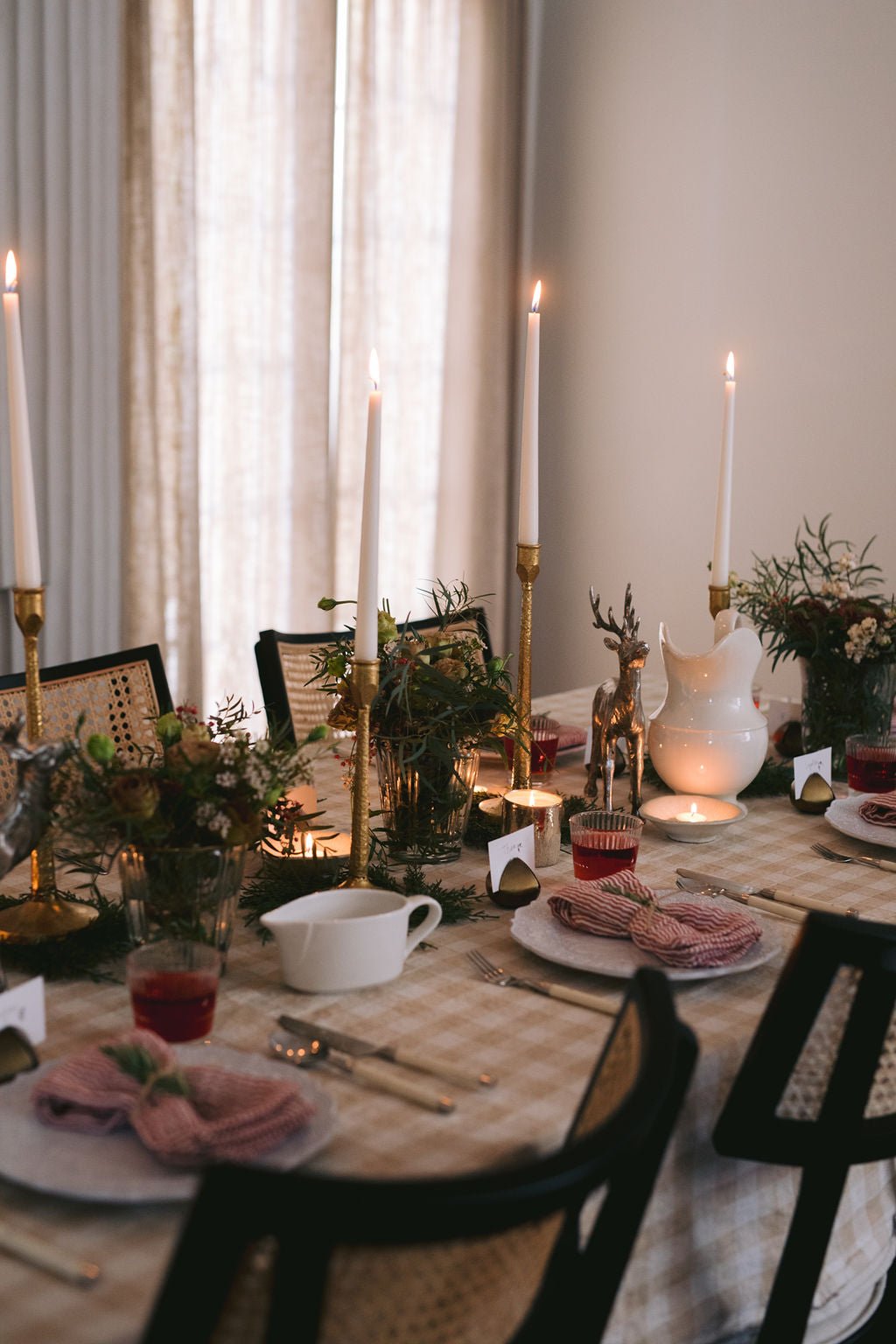 floral arrangement in vintage vessel