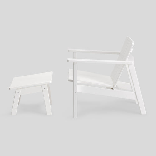 A studio photo of Low Chair - Polywood Polywood White / Chair + Ottoman