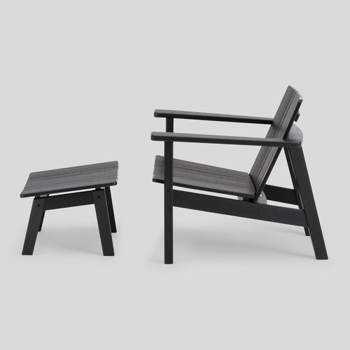 A studio photo of Low Chair - Polywood Polywood Black / Chair + Ottoman