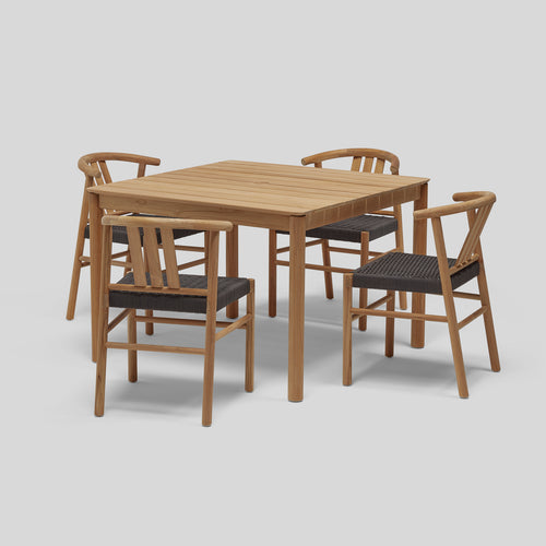 A studio photo of Haven Dining Set Square Table + 4 Chairs