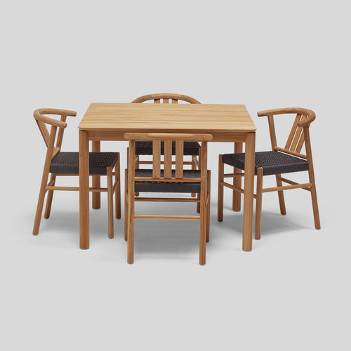 A studio photo of Haven Dining Set Square Table + 4 Chairs