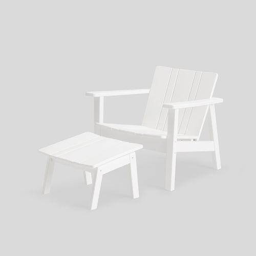 A studio photo of Low Chair - Polywood Polywood White / Chair + Ottoman