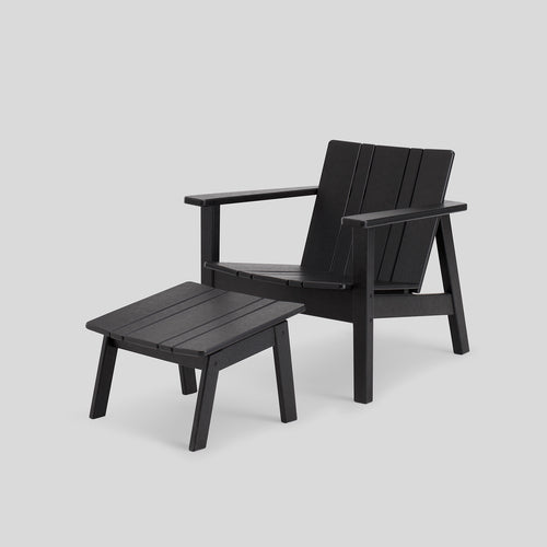 A studio photo of Low Chair - Polywood Polywood Black / Chair + Ottoman