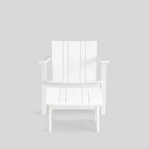A studio photo of Low Chair - Polywood Polywood White / Chair + Ottoman
