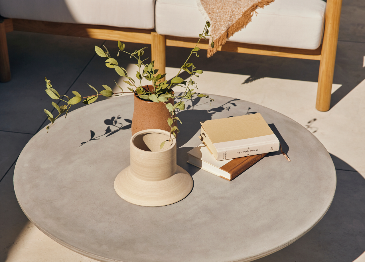Concrete outdoor coffee table
