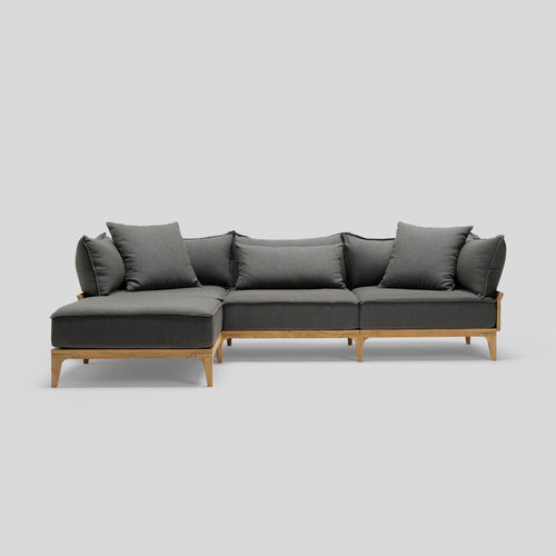 A studio photo of Bluff Chaise Sofa Sunbrella Graphite / Sofa with Chaise