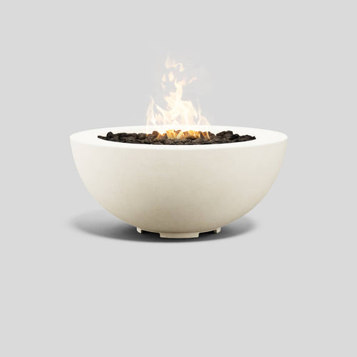 A studio photo of Coupe Fire Table - Natural Gas Sand / 39
