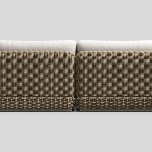 A studio photo of Roundabout Sectional Natural | Sunbrella White / Two Piece - Seats 5