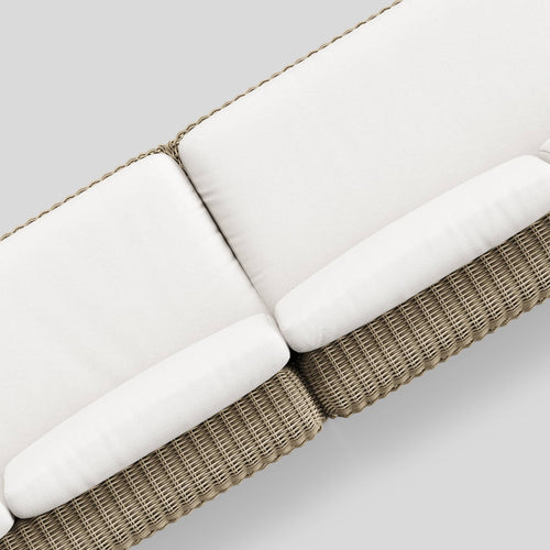 A studio photo of Roundabout Sectional Natural | Sunbrella White / Two Piece - Seats 5