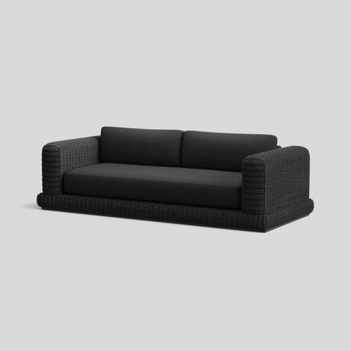 A studio photo of Roundabout Sofa Charcoal | Sunbrella Char