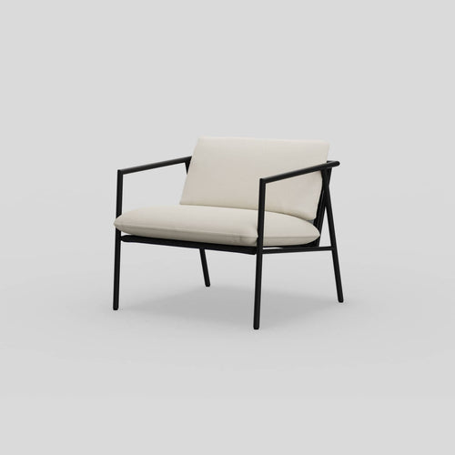 A studio photo of Trase Chair Charcoal | Sunbrella Cloud / Single
