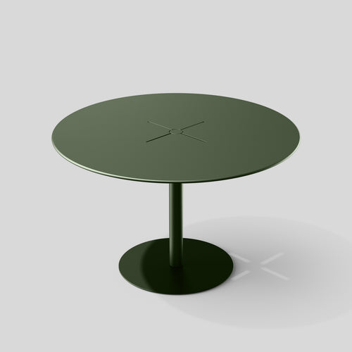 A studio photo of XY Round Dining Table Olive