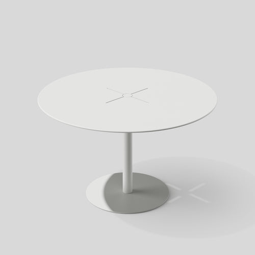 A studio photo of XY Round Dining Table White