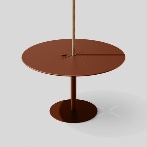 A studio photo of XY Round Dining Table Rust