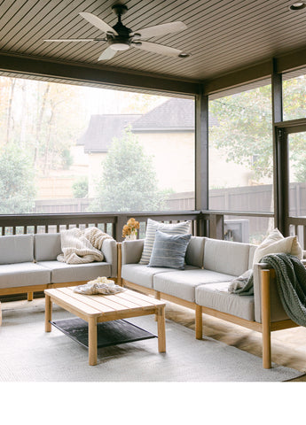 Cozy outdoor sectional inside screened in porch