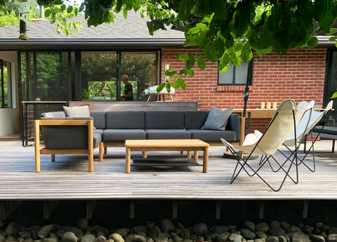 Outdoor sectional on backyard deck