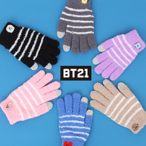 BTS] BT21 Winter Knitted Doll Mitten Touchscreen Gloves - Free Ship w/  Tracking