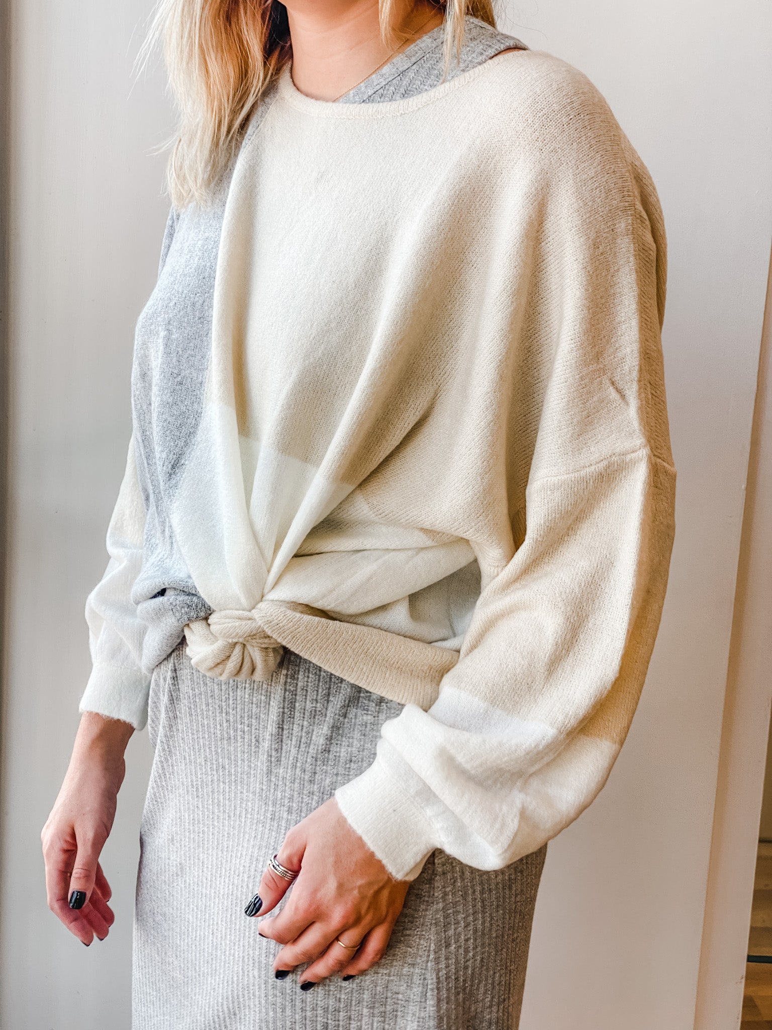 Neutral Color Block Sweater