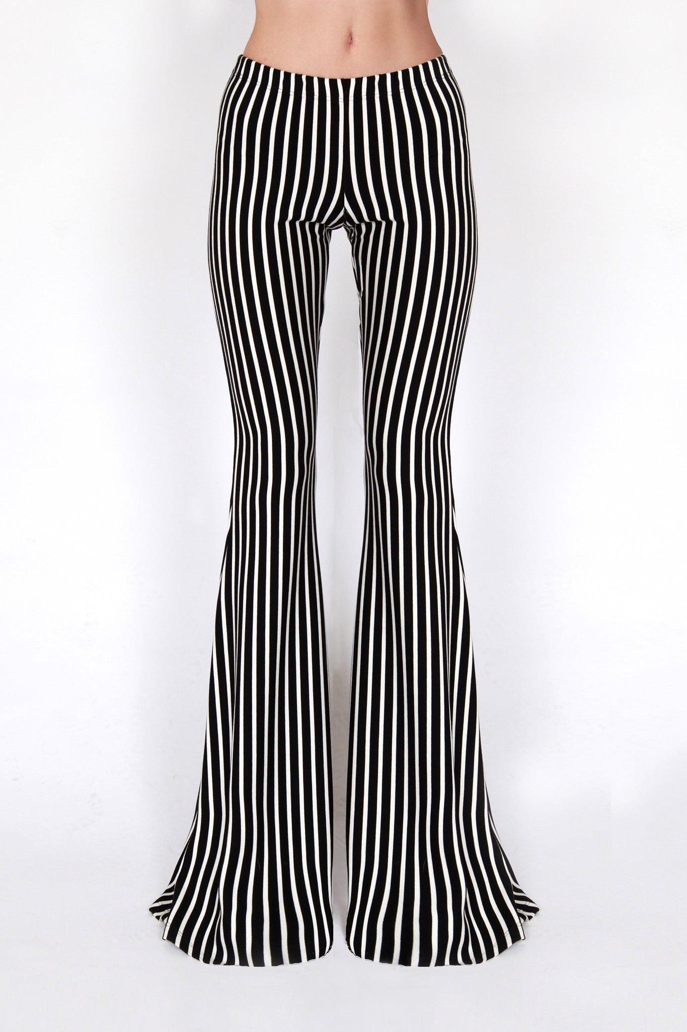 striped bell bottom pants