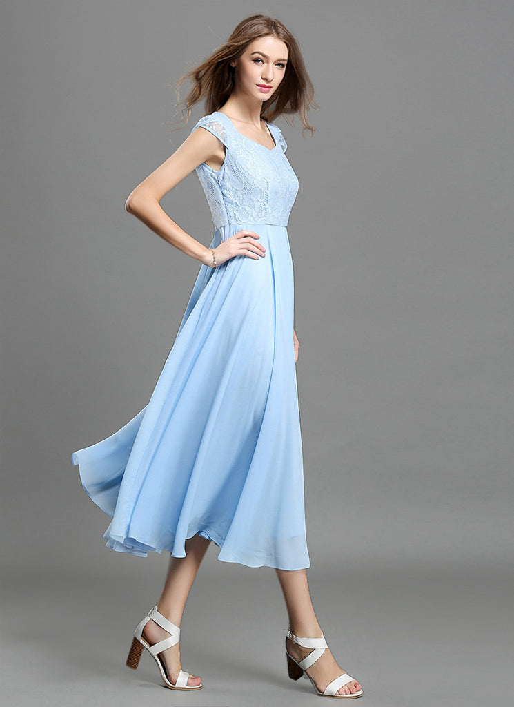 Light blue midi dress with sleeves
