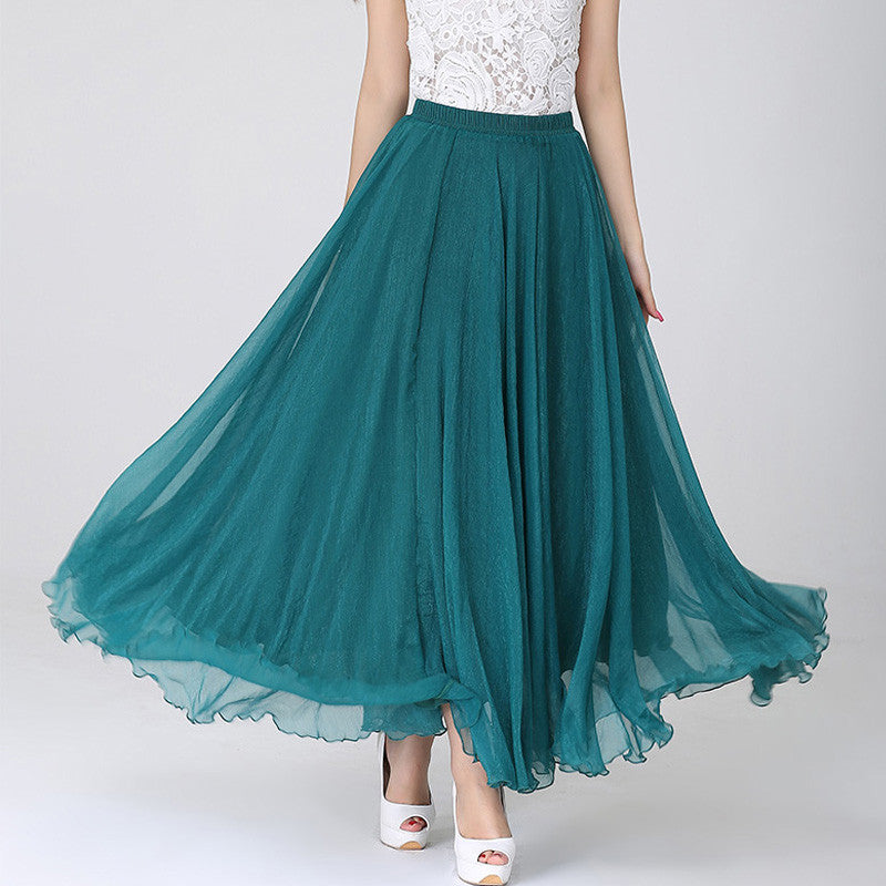 teal long skirt