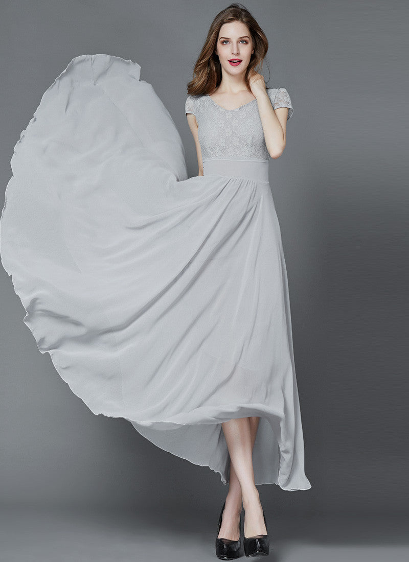 light gray chiffon dress