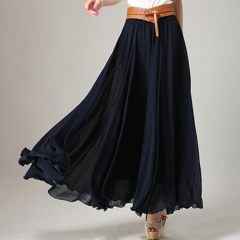 navy blue flowy skirt