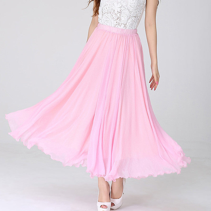 pink long skirt