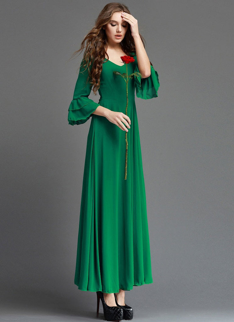 emerald green maxi dress casual