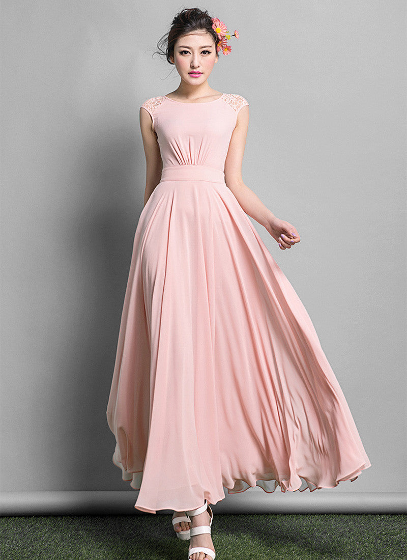 pink chiffon maxi