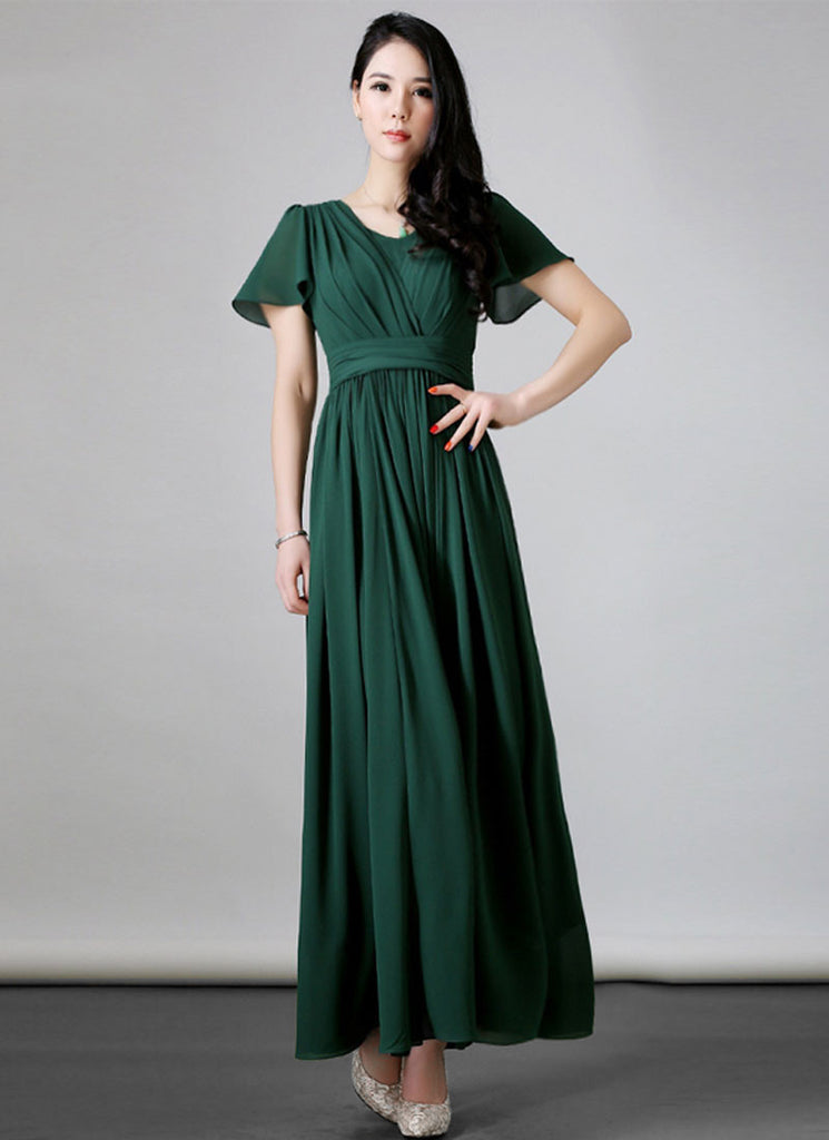 dark green maxi dress