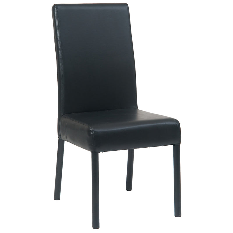 Indoor Black Vinyl Parsons Restaurant Chair With Black Steel Legs