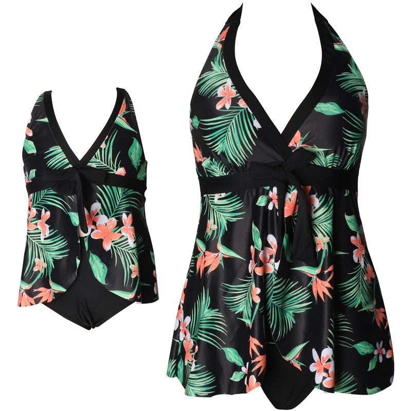 Family Mom and Daughter Matching Swimsuits 2 Piece Swimsuit High Waist ...