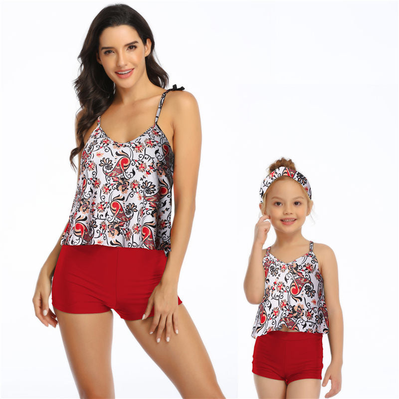 Family Mom and Daughter Matching Swimsuits 2 Piece Swimsuit High Waist ...