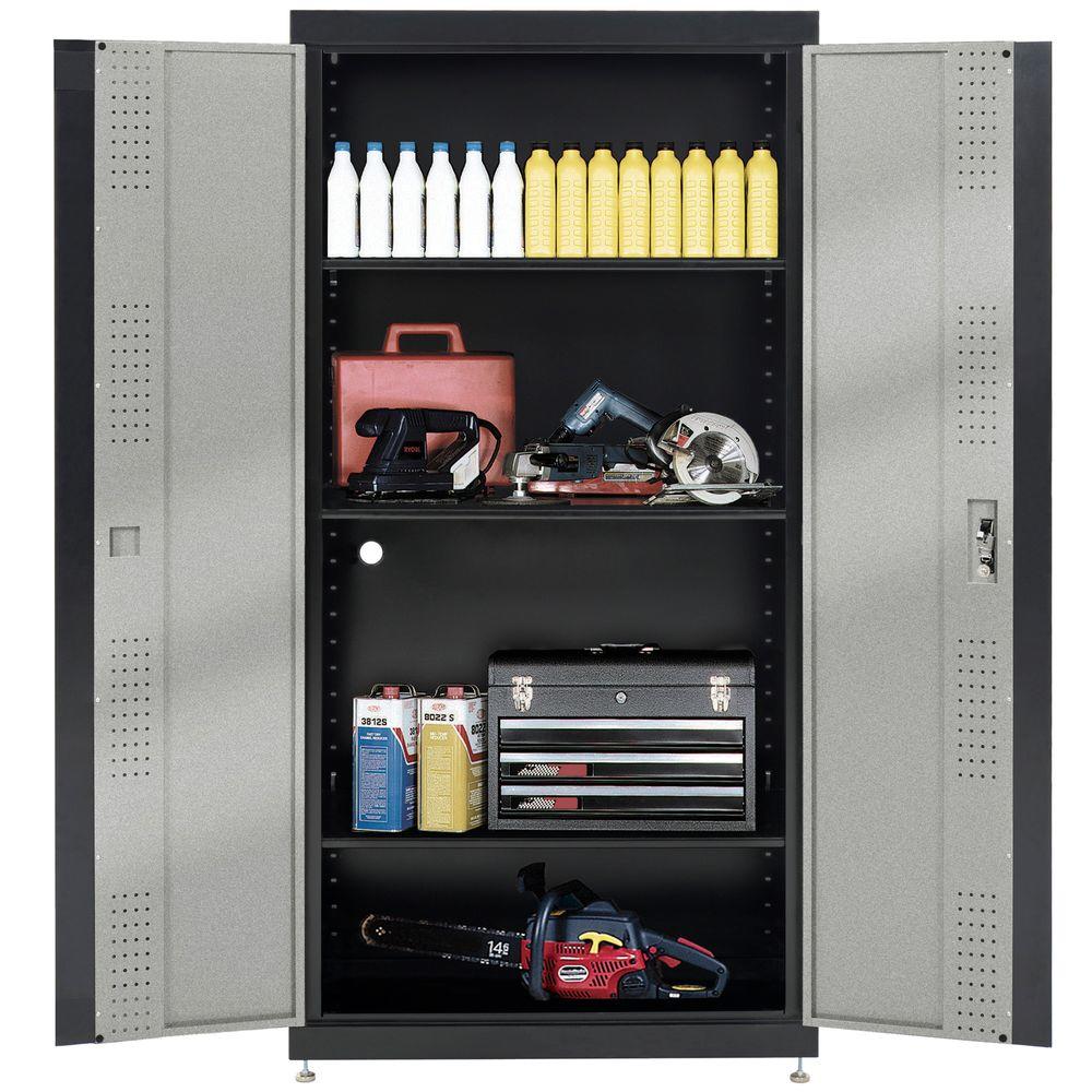 D Modular Steel Storage Cabinet Full Pull In Black Multi Granite