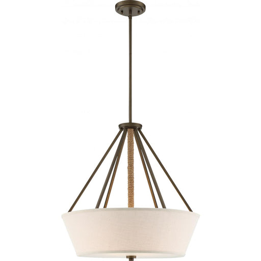 Nuvo 60-5897 Seneca 3 Light Pendant with Beige Linen Fabric Shade