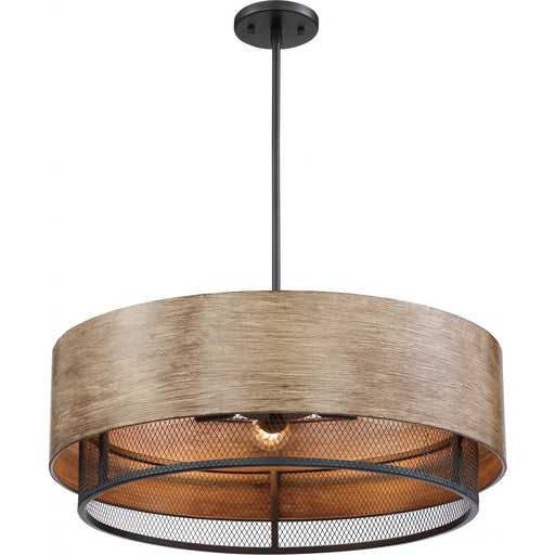 Nuvo 60-6423 Winchester 4 Light Square Pendant with Aged Wood