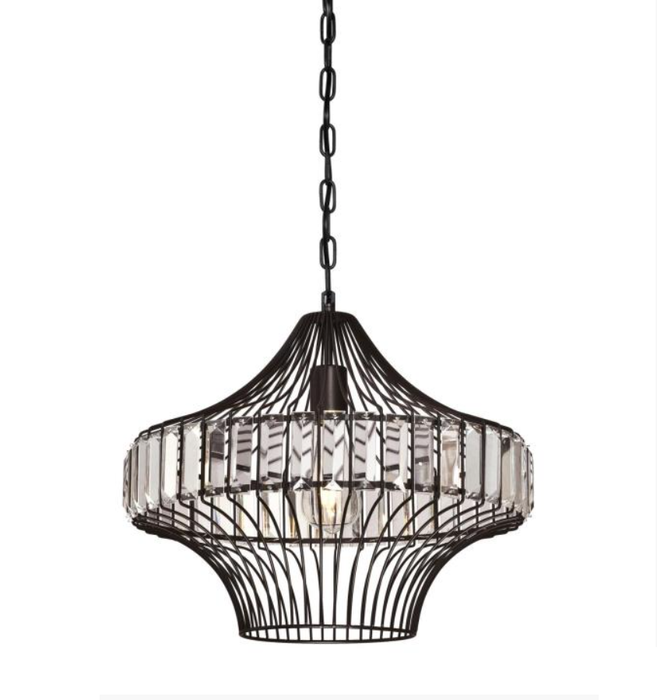 Westinghouse 61062 Matte Black Finish with Crystal Prism Cage Shade Pe ...