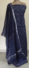 Charger l&#39;image dans la galerie, Navy Blue Block Printed Linen Cotton Suit BPL03