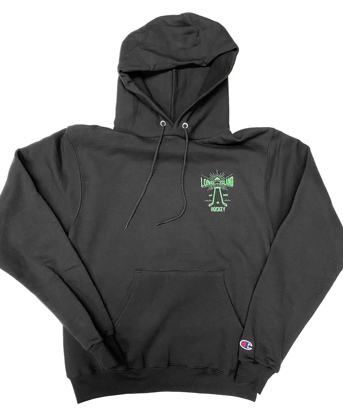 x Champion Hoodie: Black + Neon Green