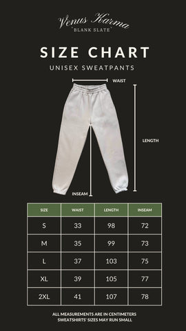 Sweatpants Size Chart