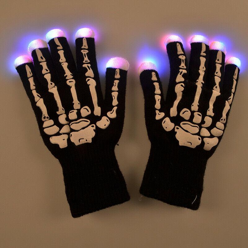Halloween Skull LED Glowing Gloves