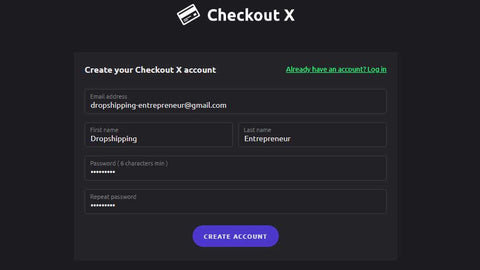 Créer un compte Checkout X