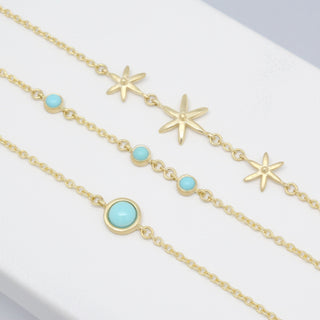 Cosmos Square Multi Charm Necklace - 18ct Gold Plated & Turquoise & Multicolor Zircon & Purple Beads Online Shopping - JW Pei