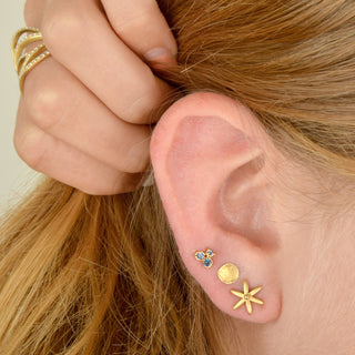 Petite Sparkling Disco J Hoop Earrings In Yellow Gold, Anna Zuckerman
