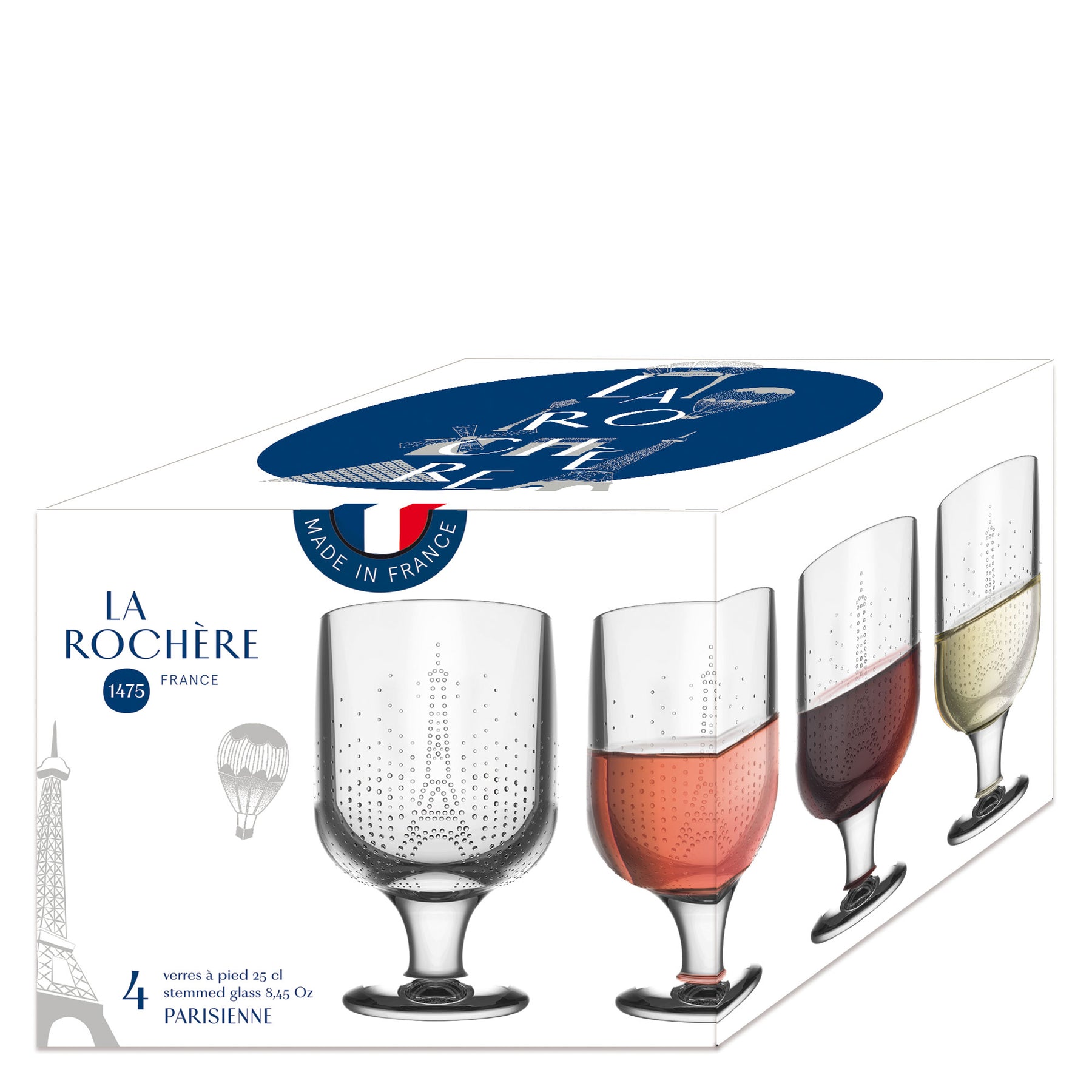 Beautiful La-Rochere Fleur de Lys 8.5 oz Wine Glasses - Set of 6